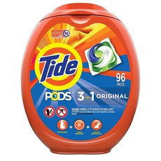 Tide Pods 3in1 Laundry Detergent Pacs Original 타이드 포즈 3인1 캡슐 세탁세제 오리지널 96개입, 1팩