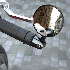 발통마켓 오토바이 원형 백미러 1세트 2pcs 사이드미러 보조 거울 네이키드 바 엔드 미러, 폴딩형백미러(1세트), 1개