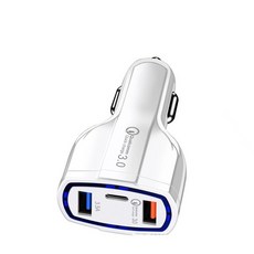 FONKEN USB C 차량용 충전기 XIaomi Iphone 용 3 In 1 휴대 전화 USB 충전기 삼성 스마트 폰 충전기 어댑터 QC3.0 고속 충전, CHINA|White, 보여진 바와 같이, 흰색 충전기