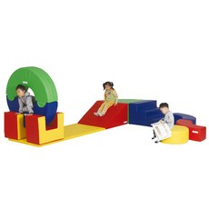 실내 놀이 학습 유아 계단 1 어린이 미끄럼틀 2 구멍 통과 3 징검 다리 4, 써클조합세트 4 방염, 1개