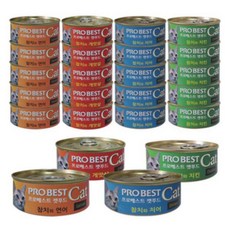 프로베스트 캣푸드 고양이 간식캔, 4종콤보, 80g, 24개