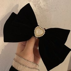 유코 왕리본 벨벳 빈티지 플라워 큐빅 헤어핀