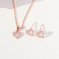 14k하트목걸이귀걸이셋트