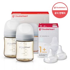 더블하트 모유실감 3세대 PPSU 모먼트 트윈팩 160ml+젖꼭지(2입), 새벽그레이, 3세대 젖꼭지S