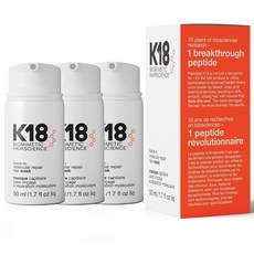 3개x50ml K18 Leave-In Molecular Repair Hair Mask 발막 을 복원 하다 헤어팩, 3개, 50ml - keshilp