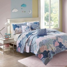 Urban Habitat Kids 양면 면 퀼트 세트 - 활기찬 재미 장난스런 프린트 사계절용 어린이 침구 침대보 침대보 장식 베개 침실 장식 트윈/트윈 XL 클라우드