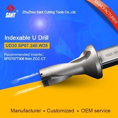 [해외] Sant u 드릴링 비트 인덱서 블 드릴링 공구 u 드릴 ud20.sp07.240. w25 매치 인서트 spmg07t308, 1개