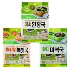 풀무원 간편국 3종 세트 (황태미역국 5입 + 미소된장국 5입 + 황태계란북엇국 5입), 110g, 15개