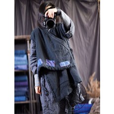 동신 여성 오리지널 린넨 손뜨개 오래된 수제 플라켓 밴드클램프 솜패딩조끼 베스트