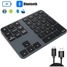 윈도우즈 안드로이드 iOS OS와 호환되는 노트북 단축 키패드 데이터 엔트리용 숫자 키패드 TedGem 블루투스 번호 패드 휴대용 무선 번호 패드 34 키 알루미늄 번호 패드, 상세페이지 참조, 상세페이지 참조