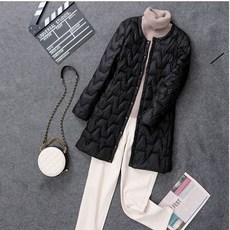 여성 노카라 누빔 경량 패딩 자켓 캐주얼 퀼팅 점퍼 하프 롱 패딩 겨울 아우터