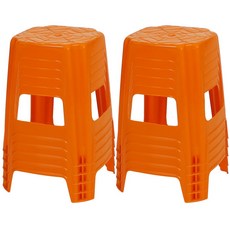 지오리빙 플라스틱 의자 10개 사각 간이 야외 포장마차 편의점, 사각의자(오렌지) 10개