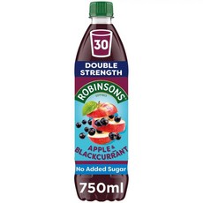 영국 로빈슨 Robinsons 노슈가 더블스트렝스 애플 & 블랙커런트 주스 스쿼시, 4개, 750ml