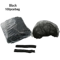 일회용 캡 압축 탄성 그물 통기성 부직포 모자 요리 음식 서비스, 4.Black 100PCS, 1개
