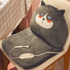 사무실 전기장판 방석 의자용 엉뜨방석 여행용온열매트 의자 등받이 사무실 직장 선물 돼지코증정, 쿠션 42X42cm 베개 45x35cm, 에스키모 개