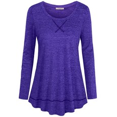 Cestyle 여성용 운동 상의 요가 러닝 셔츠 액티브웨어 티셔츠 110블루 긴팔, X-Large, 105-퍼플 (긴팔)