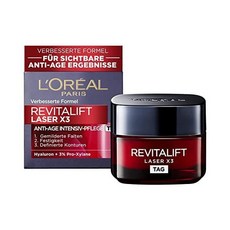 L'Oréal Paris 로레알 파리 리바이탈리프트 레이저 X3 데이 케어 히알루론산 50ml의 트리플 효과 안티에이징 페이스, 50ml, 3개