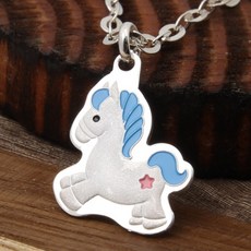 골드앤스톤 유니콘 말 실버 은 미아방지 목걸이, 실버 × 1개