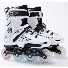 롤러블레이드 인라인스케이트 브레이드 전문 인라인 스케이트 3 바퀴 롤러 신발 남성 스피드 성인 레이싱, 05 White 4 flash wheels_07 42