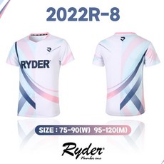 라이더 RYDER 반팔티셔츠 화이트 2022R-8 배드민턴 탁구 스쿼시