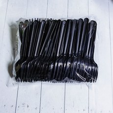BLOWFISHFUGU 과일포크일회용 두툼한일회용샐러드포크 케이크 포크, 500개, 블랙