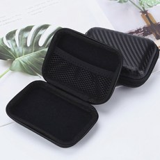 블랙카본 미니 파우치 이어폰 하드 케이스 에어팟 usb 수납, 카본블랙 케이스_대형