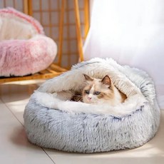 고양이집 고양이쿠션 고양이해먹 따뜻한 개 고양이 침대 원형 긴 봉제 집 동굴 애완 동물 새끼 쿠션 바구니 수면 매트 작은 치와와 둥지 신제품, 18.5 60cm, 1개