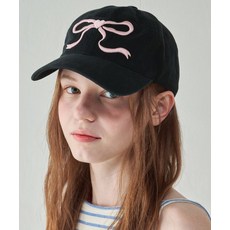 론론 RONRON HEART RIBBON BALL CAP BLACK PINK