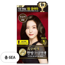 리엔 흑모비책 새치염색 크림, 6개, 흑갈색