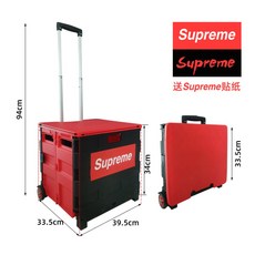 휴대용 접이식 쇼핑카트 장바구니 카트 차량용카트 코카콜라 슈프림 스폰지밥 폴딩카트 쇼핑용, 레드블랙 미디움+캡(레드 스티커 증정)개