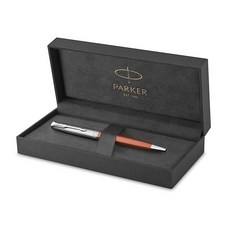 Parker Sonnet Essentials 볼펜 팔라듐 트림이 있는 금속 및 바이올렛 래커 미디엄 포인트 블랙 잉크 선물 상자 핫템 잇템, 주황색