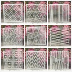 스텐실도안 9 개대 13cm 둥근 화살표 물결 모양의 기하학 질감 diy 공예 레이어링 그림 스크랩북 스탬핑 엠보싱 템플릿, 9개 모두, 1) 9Pcs All