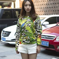 리에송 풀오버 후드 제조업자 써멀테이프 우림 디지털 플라워 프린트 공기층 여성의류