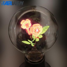 해외직구 Karwen 에디슨 전구 e27 실내 야간 조명 G80-Rose & 꽃 & i-love-you 휴일 크리스마스 웨딩 장식 백열 전, A