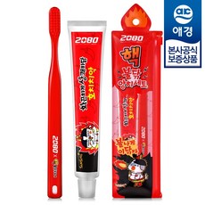 애경 2080 X 핵불닭볶음면 핵불닦 양치세트 x3개 (칫솔 + 칫솔캡 치약), 기타, 기타