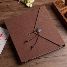 인생네컷앨범 보관 포토북 초음파 일주년선물 필름 자체 접착 DIY 사진 앨범 사진 앨범, 린넨 포토 앨범-브라운 흰색 카드