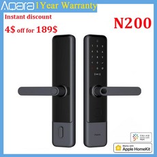 Aqara N200 스마트 도어 잠금 지문 블루투스 암호 NFC 잠금 해제 초인종 스마트 링키지 Mijia Apple homekit와 함께 작동|전기 자물쇠|, 1개, 단일, Black