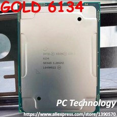 인텔 제온 골드 6134 SR3R GOLD6134 프로세서 24.75M 캐시 3.20GHz 8 코어 130W 3647 CPU, 한개옵션0