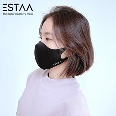 친환경 닥나무 피부트러블없는 아토피예방 패션 한지 숨쉬기편한 필라테스 비말차단 빨아쓰는 방수 야외활동 연예인 이스타 마스크 스탠다드 블랙, XS