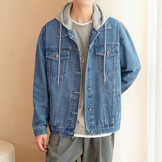 모로엠 [모로엠] 후드 부착 청자켓 레트로 빈티지 남성재킷 ON-JKA-QWFFV98Q