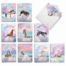 The Best Card Company - 빈 요가 동물 카드 20장 10.2 x 13.5cm4 5.12인치 모든 행사 어린이 세트 10가지 디자인 각 2개 레인보우 유니콘 AM, Rainbow Unicorn Yoga AM3198OCB