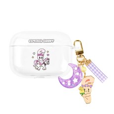 에스더버니 하드 클리어 에어팟 프로 케이스+라벤더 키링 세트, 엔젤버니 클리어, 라벤더 버니