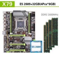 Kllisre X79 마더 보드 세트 Xeon E5 2689 4x8GB = 32GB 1600MHz DDR3 ECC REG 메모리 ATX USB3.0 SATA3 PCI E NVME, 1개, 단일, 단일