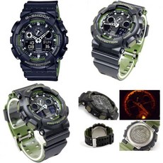 자위대 경찰관 공무원 G-SHOCK 밀리터리 20ATM 방수 아나디지 플라스틱 벨트 시계 남성용 (GA-100L-1A GA-100L-2A) (블랙 카키))