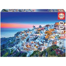 Educa 유레카 퍼즐 에듀카 산토리니 1500피스 직소 접착제 포함 완성된 이미지 측정 33.5인치 x 23.5인치 14세 이상19040세 Q1714310, 1개