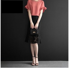 FANSYLI 로맨틱 레이스 플라워 h라인 스커트 여성 봄여름 스커트 가을 머메이드 스커트 패션 통근 A라인 스커트 X8A5