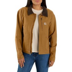 칼하트 남성 러기드 플렉스 루즈핏 캔버스 디트로이트 재킷, Large_Carhartt Brown, 1개