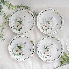 Royal Essex 玉蘭花圖案骨瓷圓盤 7吋, 混色, 4個