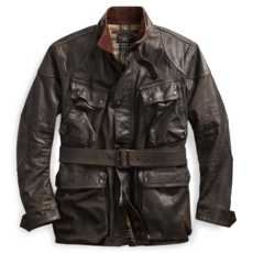 RRL Ralph Lauren 1940's Leather Field Coat Motorcycle Jacket Men's L Large