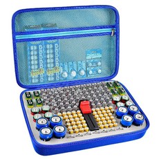 배터리 정리함 케이스 테스터 검사기가 있는 배터리 보관 거치대 용기 AA AAA 9V C D 리튬용 차고 정리정돈 상자, 4. All blue, 1개